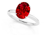 White gold Oval Cut Ruby Solitaire Ring with Thin Band and Four-Prong Setting_13
