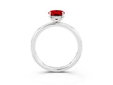 White gold Oval Cut Ruby Solitaire Ring with Thin Band and Four-Prong Setting_15