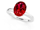White gold Oval Cut Ruby Solitaire Ring with Thin Band and Prong Setting_13