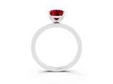 White gold Oval Cut Ruby Solitaire Ring with Thin Band and Prong Setting_15