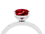White gold Oval Cut Ruby Solitaire Ring with Thin Band and Prong Setting_16
