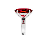 White gold Oval Cut Ruby Solitaire Ring with Thin Band and Prong Setting_17