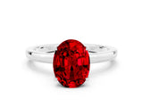 White gold Oval Cut Ruby Solitaire Ring with Thin Band and Prong Setting_36