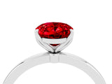 White gold Oval Cut Ruby Solitaire Ring with Thin Band and Prong Setting_40