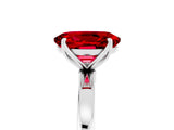 White gold Oval Cut Ruby Solitaire Ring with Thin Band and Prong Setting_41