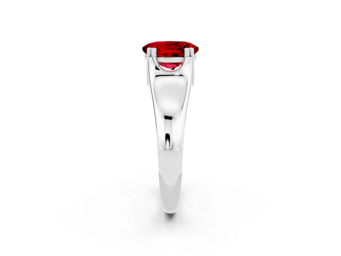 White gold Oval Cut Ruby Solitaire Ring with Wide Band and Prong Setting_2