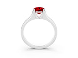 White gold Oval Cut Ruby Solitaire Ring with Wide Band and Prong Setting_3