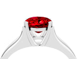 White gold Oval Cut Ruby Solitaire Ring with Wide Band and Prong Setting_4