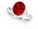 White gold Oval Cut Ruby   Solitaire Twist Band Prong Setting Ring_13