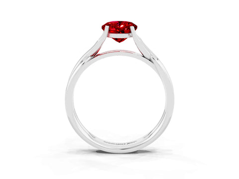 White gold Oval Cut Ruby Solitaire Twist Band Prong Setting Ring_57
