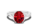 White gold Oval Cut Ruby Solitaire Twist Band Prong Setting Ring_58