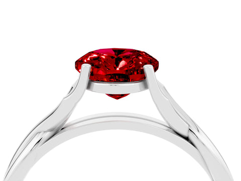 White gold Oval Cut Ruby Solitaire Twist Band Prong Setting Ring_58