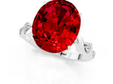 White gold Oval Cut Ruby Solitaire Twisted Band with Round  Accents and Prong Setting_13