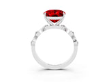 White gold Oval Cut Ruby Solitaire Twisted Band with Round  Accents and Prong Setting_15