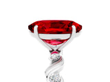 White gold Oval Cut Ruby Solitaire Twisted Band with Round  Accents and Prong Setting_17