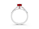 White gold Oval Cut Ruby Solitaire with Side Baguettes and Channel Set Band_3