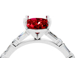 White gold Oval Cut Ruby Solitaire with Side Baguettes and Channel Set Band_4