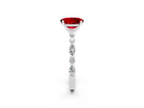 White gold Oval Cut Ruby Solitaire with Side Stones on a Pavé Band and Four-Prong Setting_2