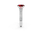 White gold Oval Cut Ruby Split Shank Engagement Ring with Pavé Band_2