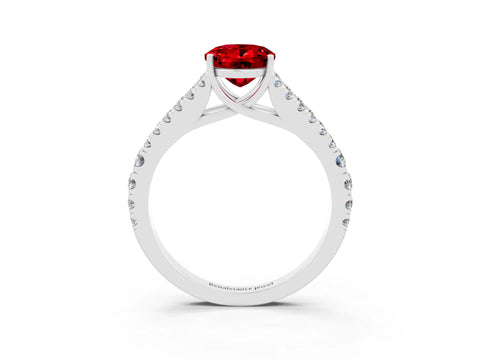 White gold Oval Cut Ruby Split Shank Pavé Engagement Ring with Four-Prong Setting_15