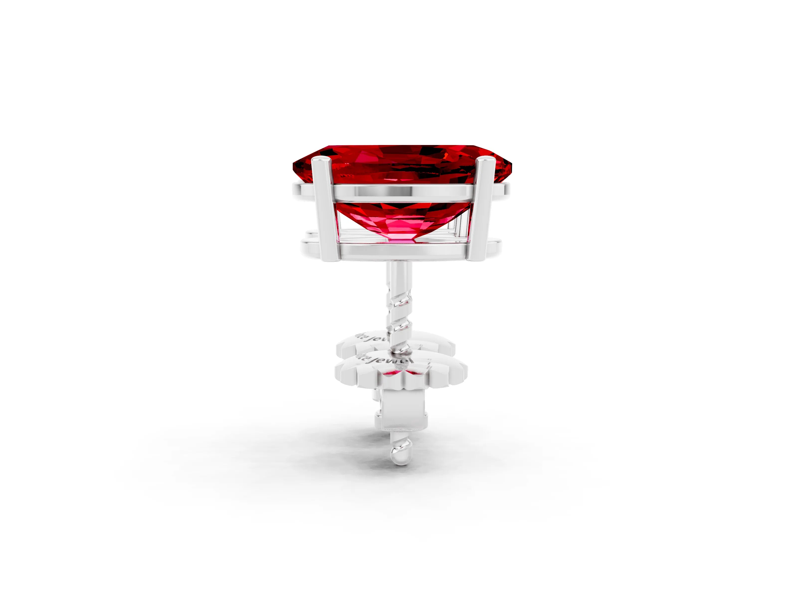 White gold Oval Cut Ruby Stud Earrings_32