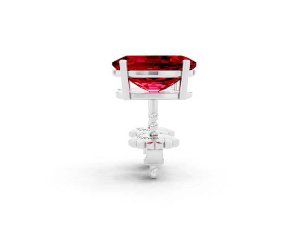White gold Oval Cut Ruby Stud Earrings