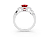 White gold Oval Cut Ruby Three-Stone Ring with Pavé Split Shank and Four-Prong Setting_15