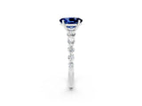 White gold Oval Cut Solitaire Blue Sapphire Ring with Pave Band and Four-Prong Setting_2