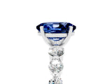 White gold Oval Cut Solitaire Blue Sapphire Ring with Pave Band and Four-Prong Setting_5