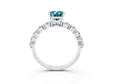 White gold Oval Cut Solitaire Blue Topaz Ring with Pave Band and Four-Prong Setting_3