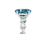 White gold Oval Cut Solitaire Blue Topaz Ring with Pave Band and Four-Prong Setting_5