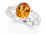 White gold Oval Cut Solitaire Citrine Leaf-Inspired Vine Band Ring with Prong Setting_1