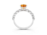 White gold Oval Cut Solitaire Citrine Ring with Pave Band and Four-Prong Setting_3