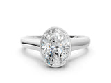 White gold Oval Cut Solitaire Diamond Engagement Ring with Four-Prong Setting and Tapered Band_86