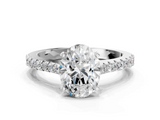 White gold Oval Cut Solitaire Diamond Engagement Ring with Pave Band and Four-Prong Setting_188