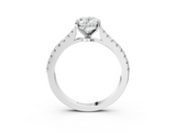 White gold Oval Cut Solitaire Diamond Engagement Ring with Pave Band and Four-Prong Setting_195
