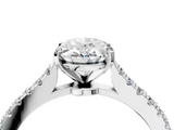 White gold Oval Cut Solitaire Diamond Engagement Ring with Pave Band and Four-Prong Setting_202