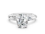 White gold Oval Cut Solitaire Diamond Engagement Ring with Twisted Pave Band and Four-Prong Setting