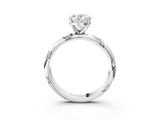 White gold Oval Cut Solitaire Diamond Engagement Ring with Twisted Pave Band and Four-Prong Setting_10