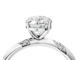 White gold Oval Cut Solitaire Diamond Engagement Ring with Twisted Pave Band and Four-Prong Setting_11
