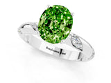 White gold Oval Cut Solitaire Diamond Engagement Ring with Twisted Pave Band and Four-Prong Setting_1