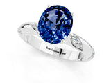 White gold Oval Cut Solitaire Diamond Engagement Ring with Twisted Pave Band and Four-Prong Setting_1