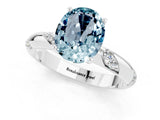 White gold Oval Cut Solitaire Diamond Engagement Ring with Twisted Pave Band and Four-Prong Setting_1