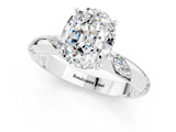 White gold Oval Cut Solitaire Diamond Engagement Ring with Twisted Pave Band and Four-Prong Setting_1