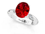 White gold Oval Cut Solitaire Diamond Engagement Ring with Twisted Pave Band and Four-Prong Setting_1