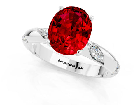 White gold Oval Cut Solitaire Diamond Engagement Ring with Twisted Pave Band and Four-Prong Setting_1
