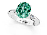 White gold Oval Cut Solitaire Diamond Engagement Ring with Twisted Pave Band and Four-Prong Setting_1