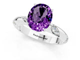White gold Oval Cut Solitaire Diamond Engagement Ring with Twisted Pave Band and Four-Prong Setting_1