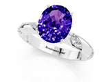 White gold Oval Cut Solitaire Diamond Engagement Ring with Twisted Pave Band and Four-Prong Setting_1