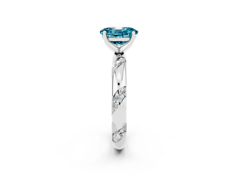 White gold Oval Cut Solitaire Diamond Engagement Ring with Twisted Pave Band and Four-Prong Setting_2